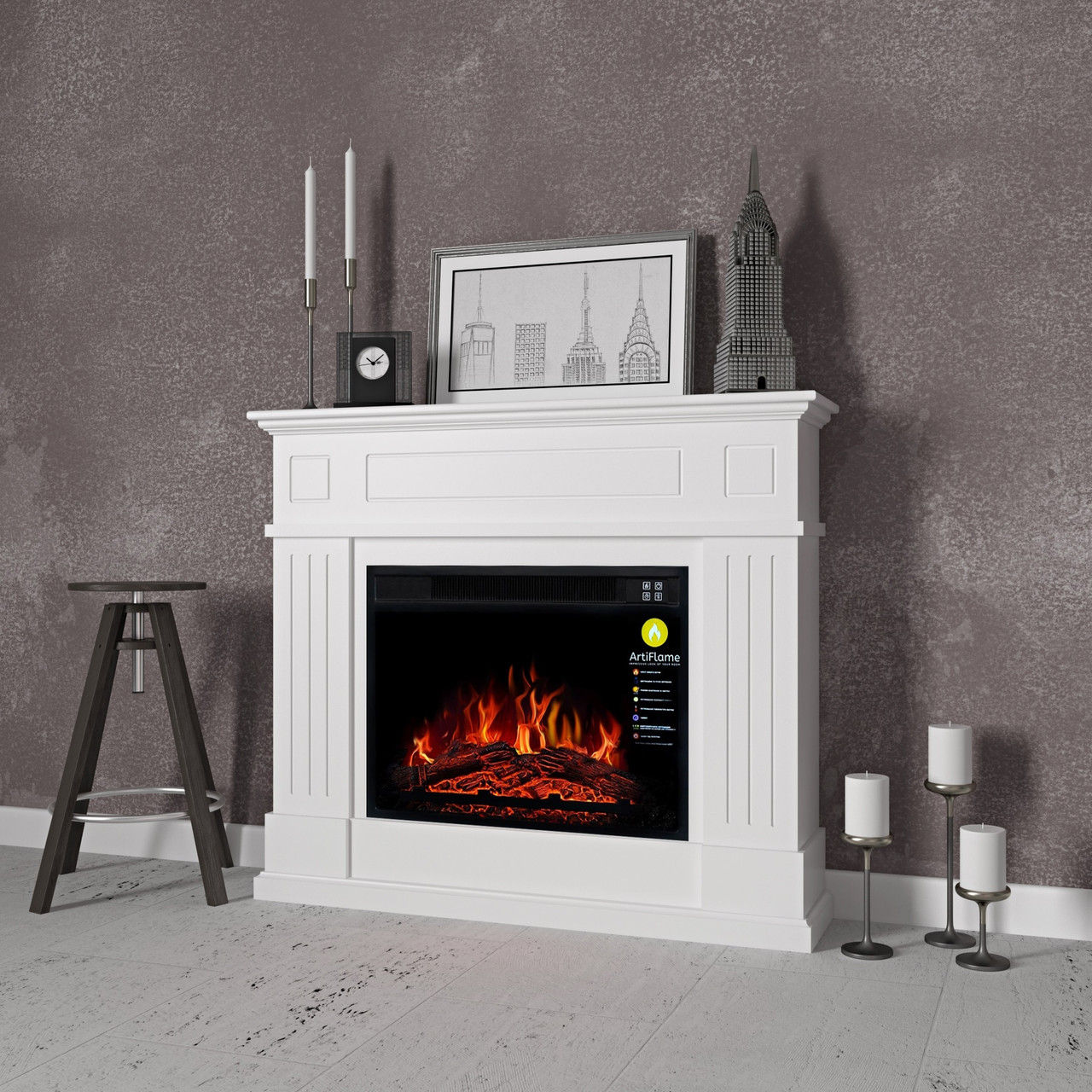 Камінокомплект ArtiFlame LAURITZ AF23S БІЛИЙ Б'ЯНКО (зі звуком), фото 1