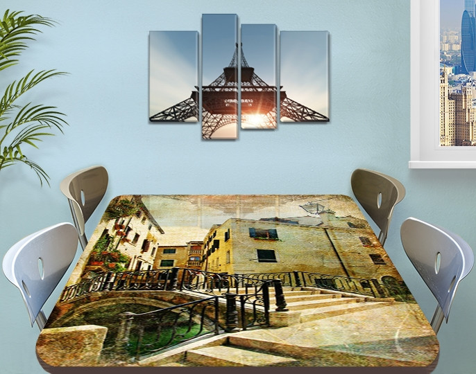 Вінілова наклейка на стіл Вінтаж Прованс декоративна плівка самоклейна, бежевий 60 х 100 см