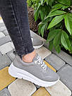 Жіночі шкіряні кросівки сірого кольору, фото 7