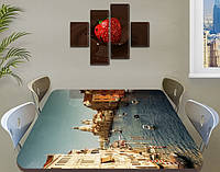 Виниловая наклейка на стол Венеция Архитектура самоклеющаяся пленка с ламинацией, голубой 60 х 100 см