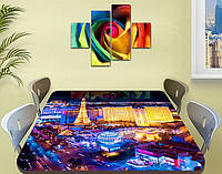 Вінілова наклейка на стіл Ілюмінація міста Вогні самоклейна плівка з ламінацією, фіолетовий 60 х 100 см
