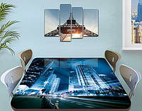 Вінілова наклейка на стіл Синьова нічного міста самоклейна плівка з ламінацією, синій 60 х 100 см