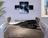 Декоративная наклейка на стол Мотоцикл байк Дорога виниловая пленка самоклейка, транспорт, серый 70 х 120 см