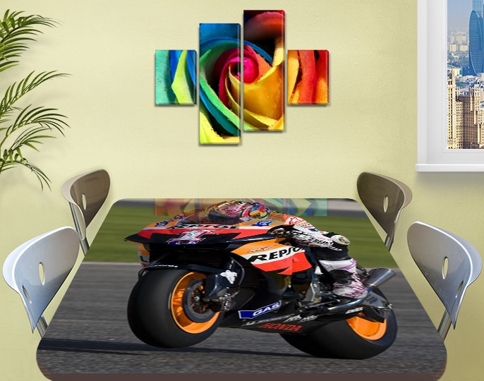 Декоративна наклейка на стіл Мотокрос перегони байки вінілова плівка самоклейка, транспорт, чорний 60 х 100 см