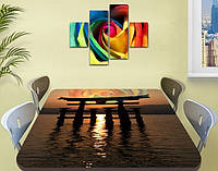 Виниловая наклейка на стол Восточные блики самоклеющаяся декоративная пленка абстракция коричневый 60 х 100 см