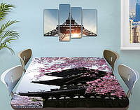 Виниловая наклейка на стол Китай и Сакура самоклеющаяся декоративная пленка архитектура коричневый 60 х 100 см