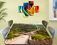 Виниловая наклейка на стол Великая китайская стена самоклеющаяся декоративная пленка Азия, зеленый 70 х 120 см