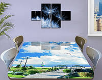 Виниловая наклейка на стол Облака над Гордом декоративная пленка самоклеющаяся, голубой 60 х 100 см