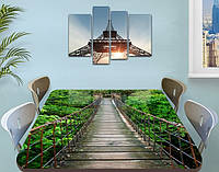 Виниловая наклейка на стол Дощатый подвесной мост декоративная пленка самоклеющаяся, зеленый 70 х 120 см