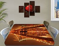 Вінілова наклейка на стіл Віддзеркалення моста в річці самоклейна плівка з ламінацією, коричневий 60 х 100 см