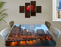 Виниловая наклейка на стол Город и утренние огни декоративная пленка самоклеющаяся, серый 60 х 100 см