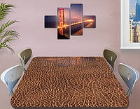 Виниловая наклейка на стол Кожа, кожаный фон, кусок кожи самоклеющаяся двойная пленка, коричневый 60 х 100 см