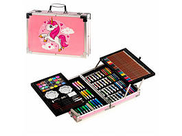 Дитячий набір для малювання і творчості Unicorn на 145 предметів в алюмінієвому кейсі, рожевий