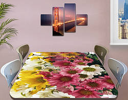 Наклейка на стіл рожеві хризантеми, самоклейна вінілова плівка для столу, квіти, рожевий 60 х 100 см