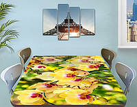 Наклейка на стол Желтые пышные Орхидеи, самоклеющаяся пленка с фотопечатью, цветы, желтый 70 х 120 см