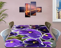 Наклейка на стол Фиалка, виниловая интерьерная пленка самоклеющаяся, цветы, фиолетовый 60 х 100 см