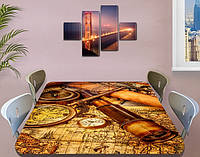 Виниловая наклейка на стол Карта пирата Подзорная труба, Самоклеющиеся пленки декор, коричневый 60 х 100 см