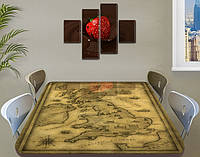 Виниловая наклейка на стол Старинная карта, декоративная пленка для мебели, карты, бежевый 70 х 120 см