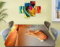 Виниловая наклейка на стол Морская ракушка Рапан самоклеющаяся пленка с рисунком море, бежевый 60 х 100 см