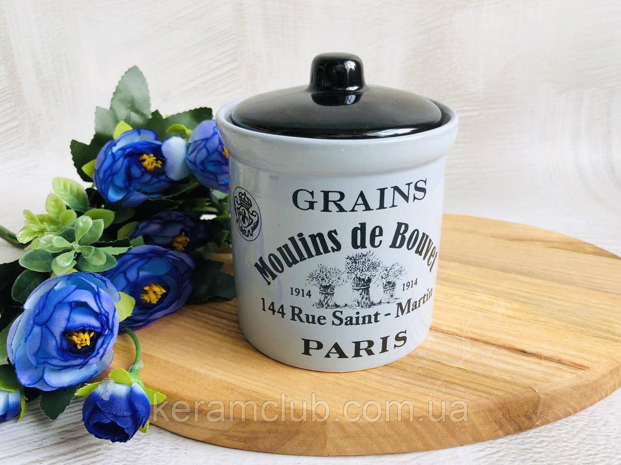 Банка для сипких Керамклуб Грінс 500 мл блакитний, фото 1