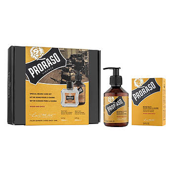 Чоловічий подарунковий набір для догляду за бородою Proraso Duo Pack Wood & Spice (Шампунь, бальзам)