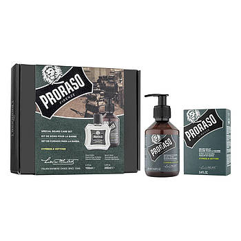 Чоловічий подарунковий набір по догляду за бородою Proraso Duo Pack Cypress & Vetiver (Шампунь, бальзам)
