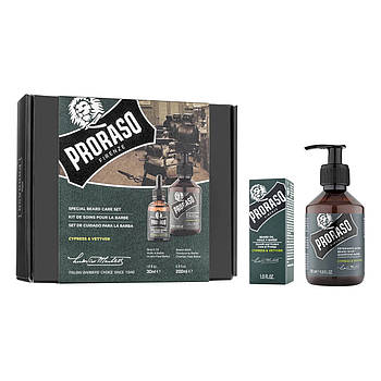 Чоловічий подарунковий набір по догляду за бородою Proraso Duo Pack Cypress & Vetiver (Шампунь, олія)