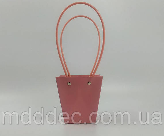 Сумка картонна з ручкою для квітів і подарунків пудра колір. ручка, фото 1