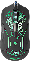 Ігрова миша Defender Bionic, чорна, дротова, геймерська мишка з бічними кнопками та підсвічуванням, фото 2