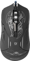 Ігрова миша Defender Bionic, чорна, дротова, геймерська мишка з бічними кнопками та підсвічуванням, фото 3
