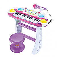 Lb Детский музыкальный инструмент Пианино детское со стулом 7235PINK 24 клавиши игрушка