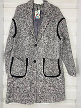Жіноче класичне пальто oversize із твіду сіре весна-осінь норма, фото 2