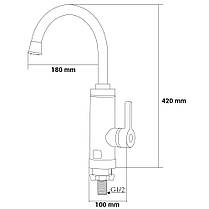 Кран-водонагрівач проточний HZ 3.0 кВт 0,4-5бар для кухні гусак вухо на гайці (W) AQUATICA, фото 3