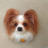 Валяная брошь портрет собаки ( по фото)