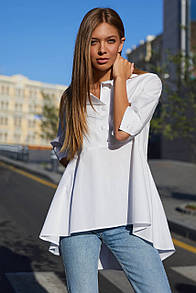 Молодіжна оригінальна біла блуза сорочка з бавовни Квеллі 42 44 46 48 розміри
