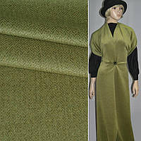 Пальтовая ткань с ворсом меланж елочка на черном фоне зеленая ш.150 (13004.002)