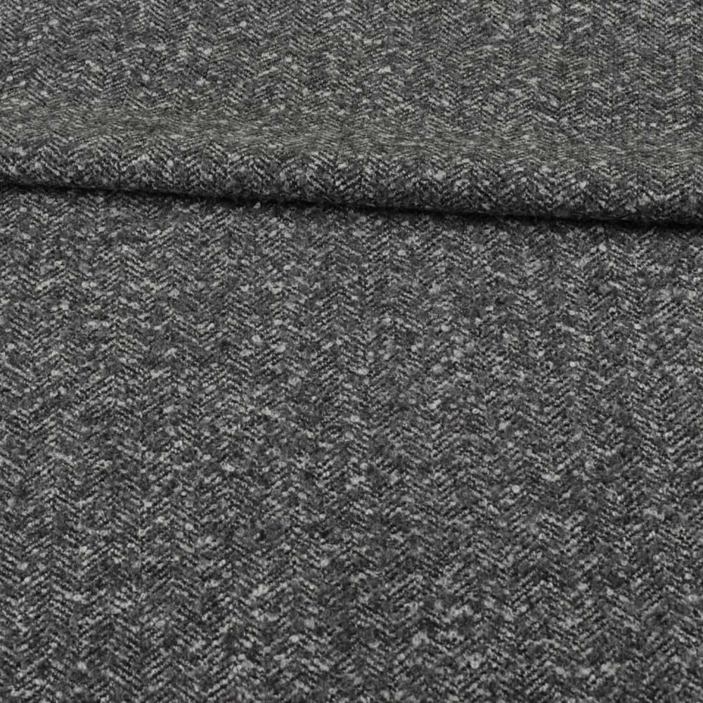 Рогожка букле костюмна чорно-сіра ялинка меланж, ш.153