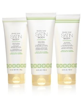 Уцінка по термінам! Набір, система для тіла з олією ши Mary Kay Satin Body Big Set, 3 засоби + сумочка