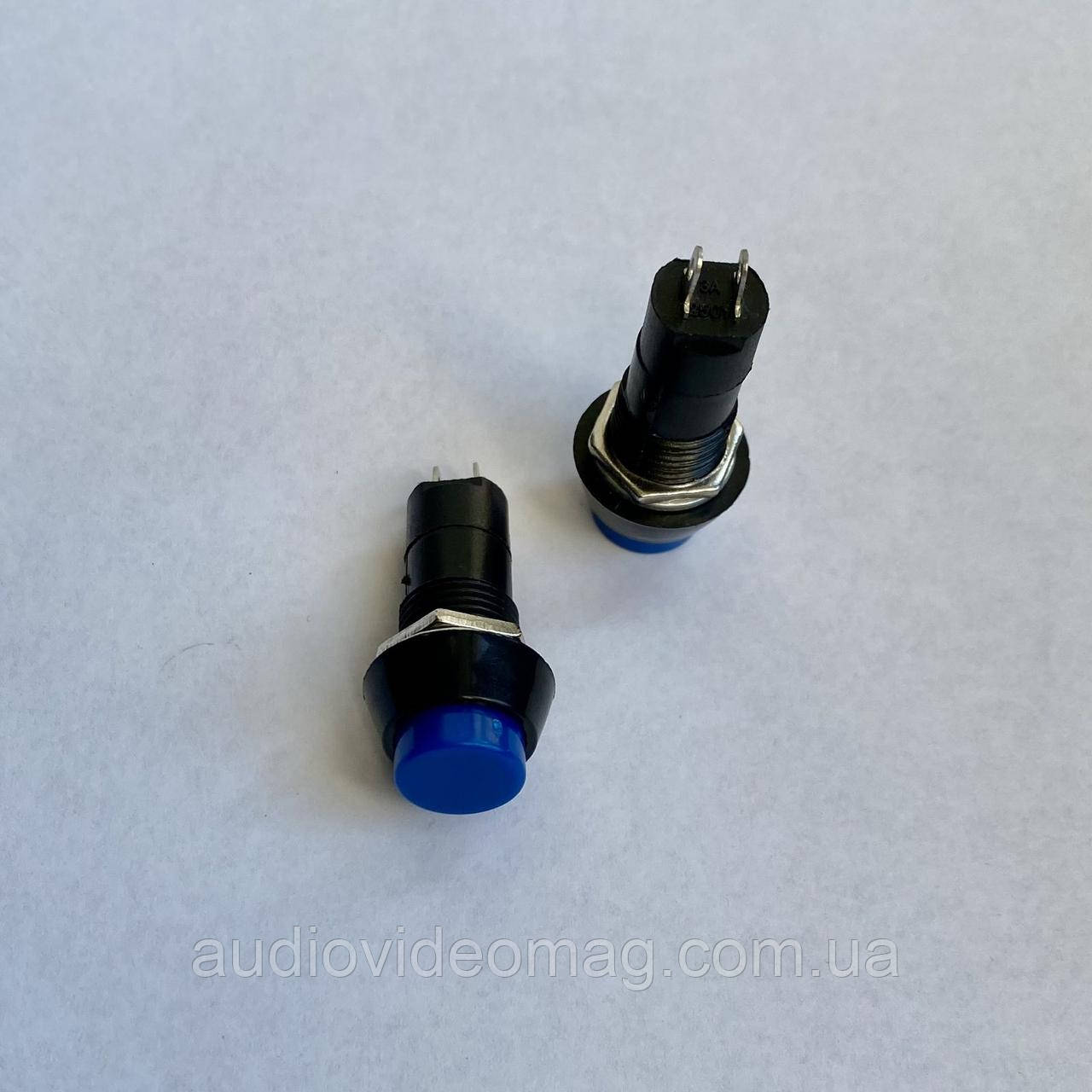 Кнопка з фіксацією 250V 3A, кругла клавіша, колір синій, фото 1