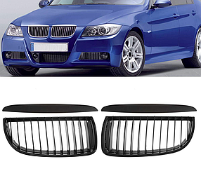 Решітка ноздрі BMW (БМВ) 3 series Е90 Е91 (2005-2008) Матова дорестайл