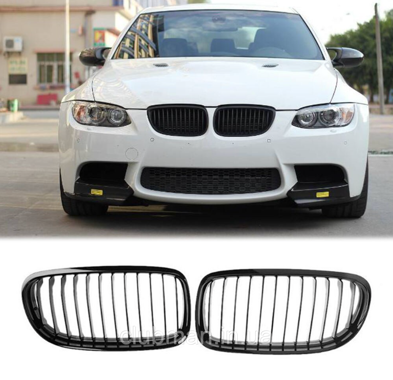 Решітка ноздрі радіатора BMW (БМВ) 3 series Е90 Е91 (2009-2012) Чорний Глянець LCI