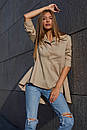 Молодіжна оригінальна бежева блуза сорочка з бавовни Квеллі 42 44 46 48 розміри, фото 4