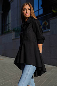 Молодіжна оригінальна чорна блуза сорочка з бавовни Квеллі 42 44 46 48 розміри
