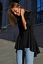 Молодіжна оригінальна чорна блуза сорочка з бавовни Квеллі 42 44 46 48 розміри, фото 4