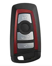 Корпус ключа для BMW (БМВ) F30 F32 F20 F35 F10 F33 F25 1 3 5 серії Червона вставка  (+ Емблема)