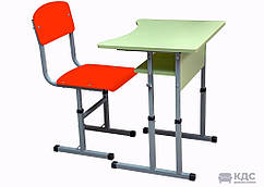 Комплект учнівський 1-місний зеленувато-червоний (парта регульована + стілець регульований антисколіозний)