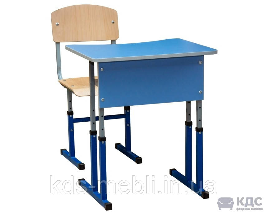 Комплект учнівський 1-місний синій (парта регульована + стілець регульований антисколіозний)