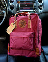 Рюкзак Kanken Classic burgundy leather 16 литров портфель канкен класик бордовый с кожаными ручками