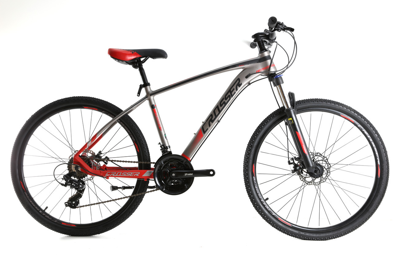 Велосипед найнер Crosser X880 29" (рама 17, 21S) Hidraulic Shimano 2021 сіро-червоний
