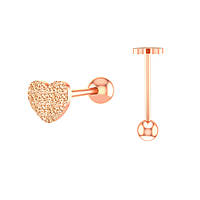 Штанга для пирсинга языка сердечко под розовое золото